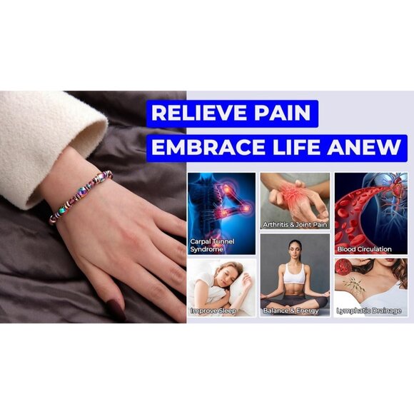 Multicolor Adjustable Hematite Bracelet - Stylish Relief for Arthritis & Anxiety - Picture 8 of 9